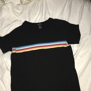Black shirt with sorted color stripes